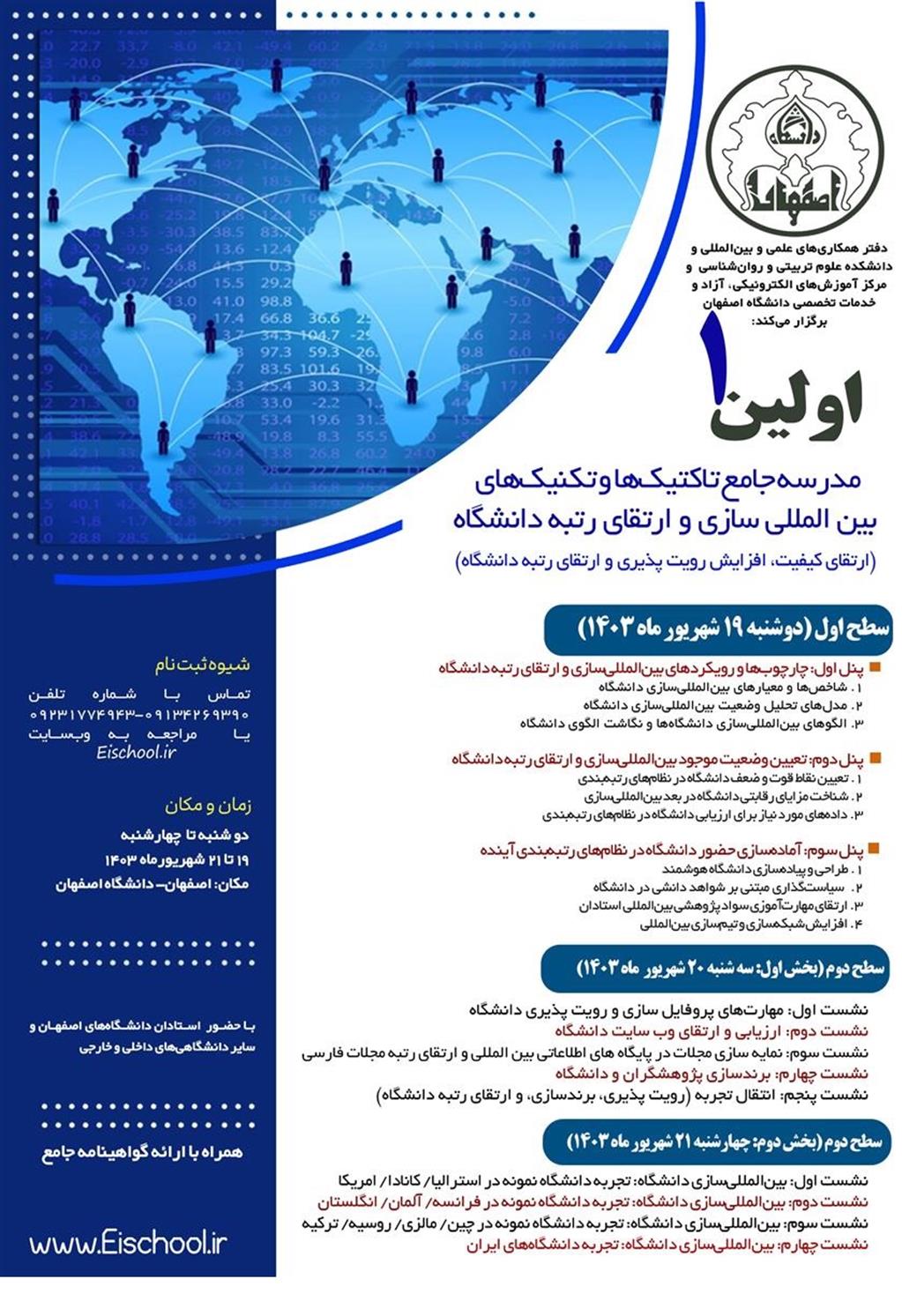 اولین مدرسه جامع تاکتیک‌ها و تکنیک‌های بین‌المللی سازی و ارتقای رتبه دانشگاه