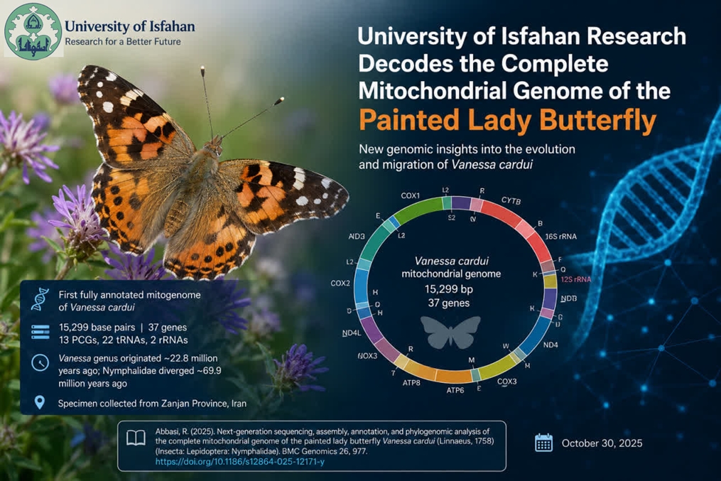 University of Isfahan Research Decodes the Complete Mitochondrial Genome of the Painted Lady Butterfly